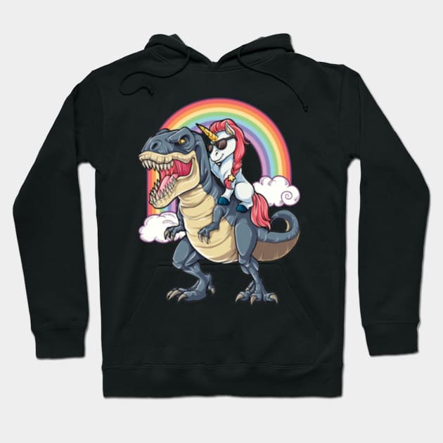 Unicorn Riding Dinosaur- Hoodie by Xizin Gao